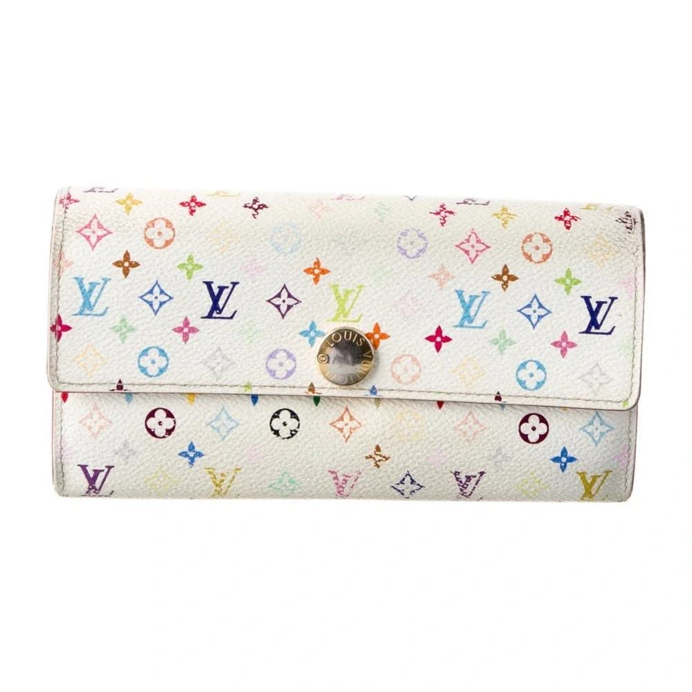 Louis Vuitton White Multicolor Monogram Flap Wallet